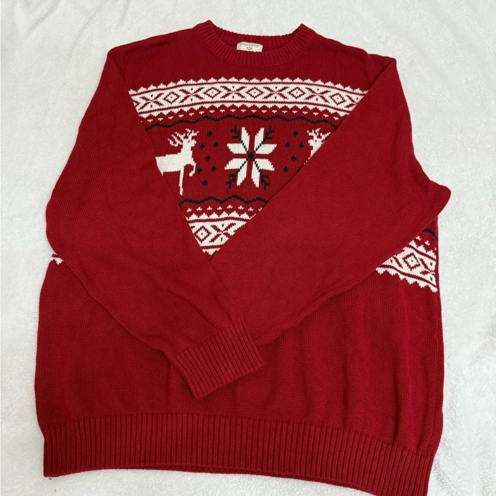 Dockers Festive Red Crewneck Sweater